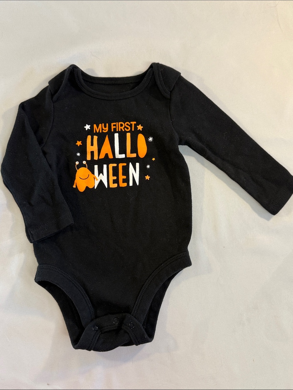 Long-Sleeve Black 'My First Halloween' Baby Bodysuit